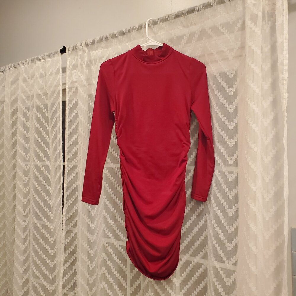 Red cocktail form fitting dress